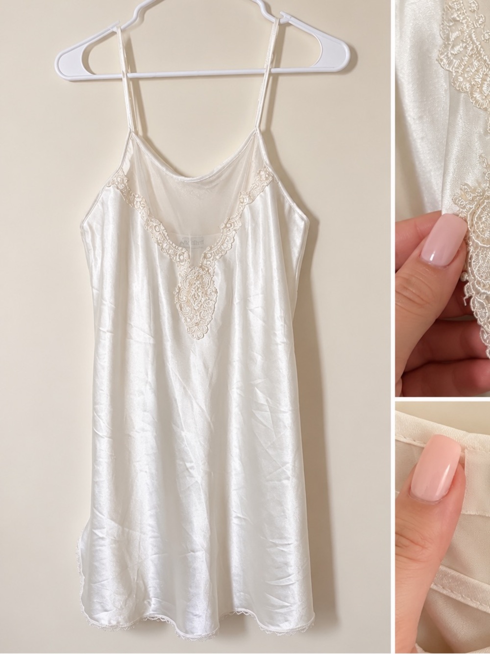Dreamgirl Ivory Satin Lace-Trim Slip